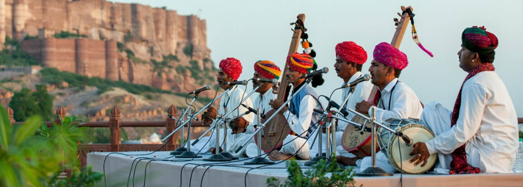 Traditional Rajasthani musicians below Mehrangarh Fort, Jodhpur